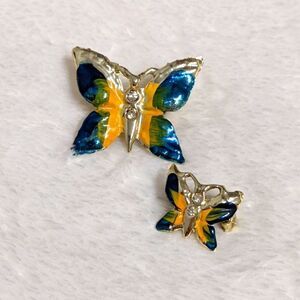 Vintage Enamel & Goldtone Butterfly Brooches - Qty 2